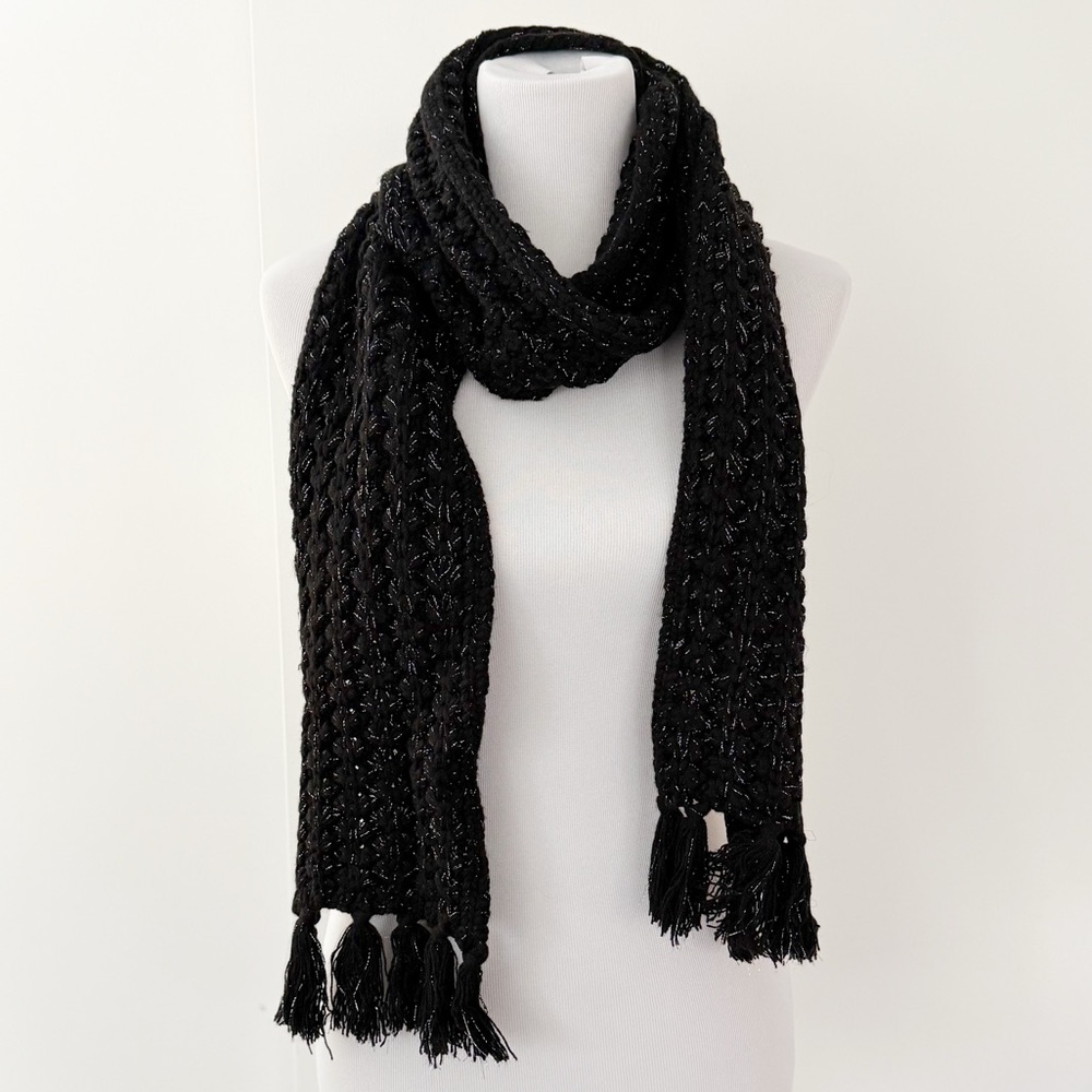 Black & Silver Knit Winter Scarf